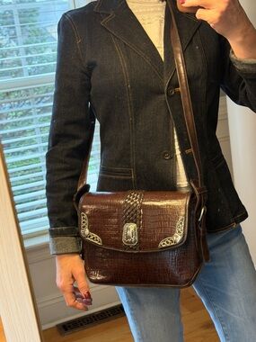 MC Marc Chantalle Vintage 1990s Croc Embossed Faux Leather Western Boho (VGVC)